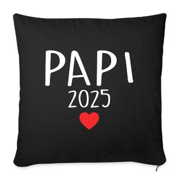 papa - futur papa 2025 - Housse de coussin décorative 45 x 45 cm - noir - Devant
