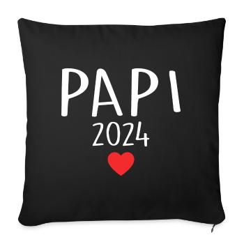 Papa - Werdender Papa 2024 - Sofakissenbezug 45 x 45 cm - Schwarz - Vorne