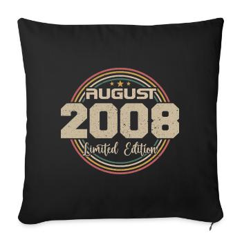Vintage Born August 2008 Birthday Gift 2008 - Sofa pillowcase 17,3'' x 17,3'' (45 x 45 cm) - black - Front