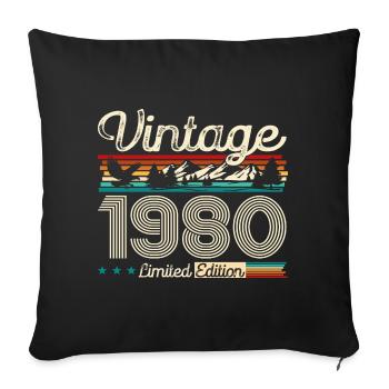 44ème anniversaire Légende Vintage 1980 Années 80 - Housse de coussin décorative 45 x 45 cm - noir - Devant