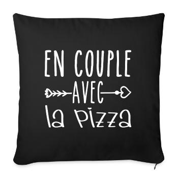 Couples with Pizza, Pizza Fans Gift - Sofa pillowcase 17,3'' x 17,3'' (45 x 45 cm) - black - Front