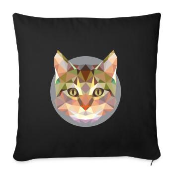Cat, cat's head modern - Sofa pillowcase 17,3'' x 17,3'' (45 x 45 cm) - black - Front