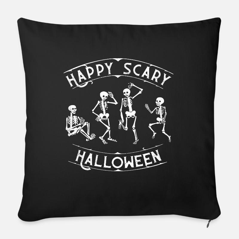 Squelette fête halloween - Housse de coussin décorative 45 x 45 cm - noir