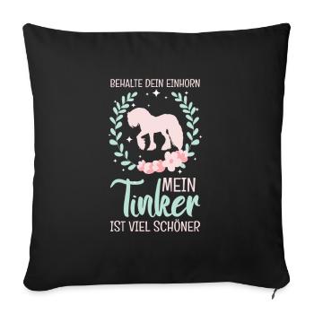 Irish Tinker Gypsy Cob Vanner Pferd Reiter Stall - Sofakissenbezug 45 x 45 cm - Schwarz - Vorne