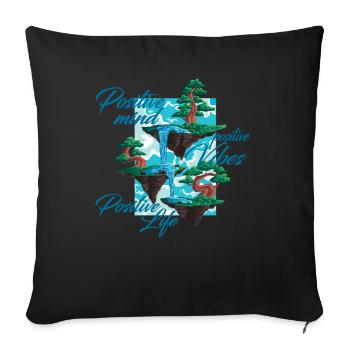 Positive Spirit Positive Vibes Positive Life Be - Sofa pillowcase 17,3'' x 17,3'' (45 x 45 cm) - black - Front