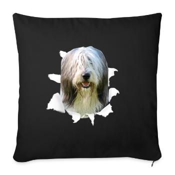 Bearded Collie - Bearded Collie Hund - Sofakissenbezug 45 x 45 cm - Schwarz - Vorne