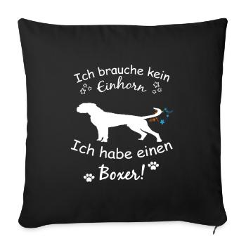Boxer Hund - Deutscher Boxer - Sofakissenbezug 45 x 45 cm - Schwarz - Vorne