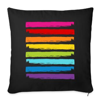 Rainbow Colors Stripes LGBT LGBTQ Gay Pride - Sofa pillowcase 17,3'' x 17,3'' (45 x 45 cm) - black - Front