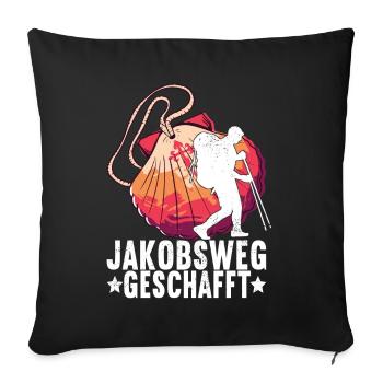Jakobsweg Pilgern - Sofakissenbezug 45 x 45 cm - Schwarz - Vorne
