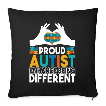 Autisme autistique Autiste - Housse de coussin décorative 45 x 45 cm - noir - Devant