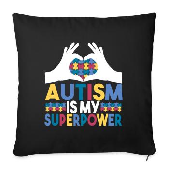 Autisme autistique Autiste - Housse de coussin décorative 45 x 45 cm - noir - Devant