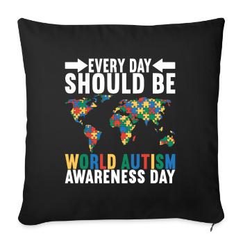 Autisme autistique Autiste - Housse de coussin décorative 45 x 45 cm - noir - Devant