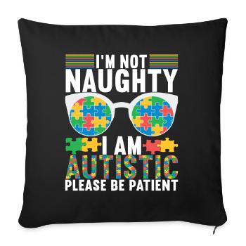 Autisme autistique Autiste - Housse de coussin décorative 45 x 45 cm - noir - Devant