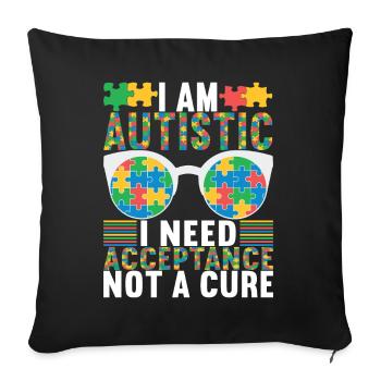 Autisme autistique Autiste - Housse de coussin décorative 45 x 45 cm - noir - Devant