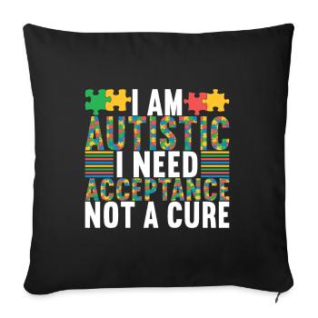 Autisme autistique Autiste - Housse de coussin décorative 45 x 45 cm - noir - Devant