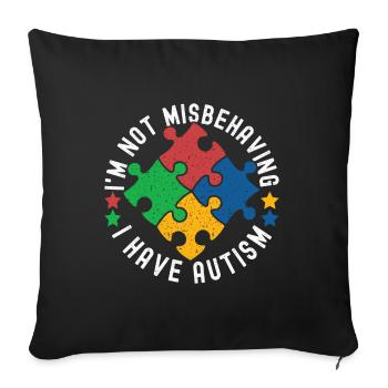Autisme autistique Autiste - Housse de coussin décorative 45 x 45 cm - noir - Devant