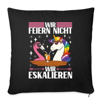 Saufen Party Alkohol Wein - Sofakissenbezug 45 x 45 cm - Schwarz - Vorne