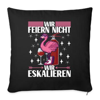 Saufen Party Alkohol Wein - Sofakissenbezug 45 x 45 cm - Schwarz - Vorne