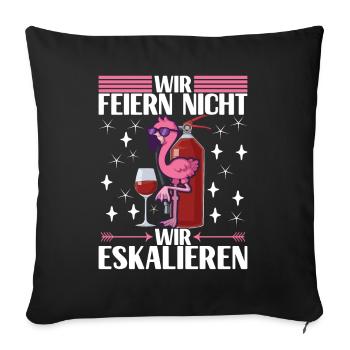 Saufen Party Alkohol Wein - Sofakissenbezug 45 x 45 cm - Schwarz - Vorne