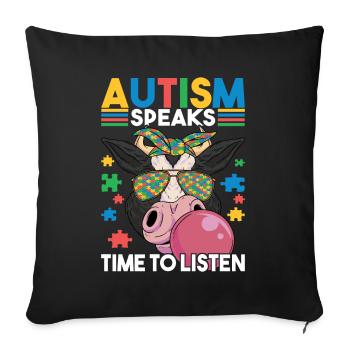 Autisme autistique Autiste - Housse de coussin décorative 45 x 45 cm - noir - Devant