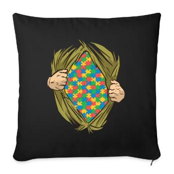 Autisme autistique Autiste - Housse de coussin décorative 45 x 45 cm - noir - Devant