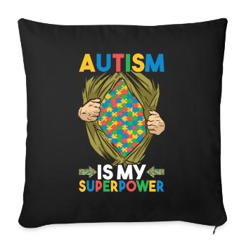 Autisme autistique Autiste - Housse de coussin décorative 45 x 45 cm - noir - Devant