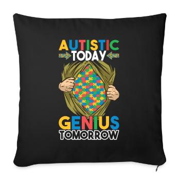 Autisme autistique Autiste - Housse de coussin décorative 45 x 45 cm - noir - Devant