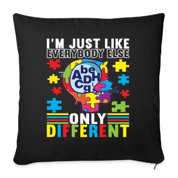 Autisme autistique Autiste - Housse de coussin décorative 45 x 45 cm - noir - Devant