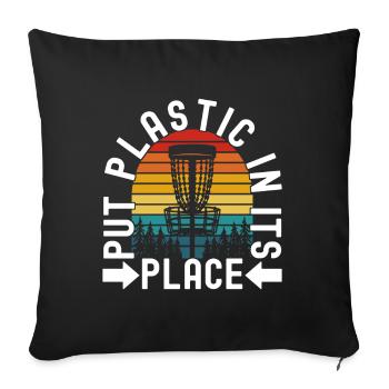 Disc Golf Disc Golfer - Sofa pillowcase 17,3'' x 17,3'' (45 x 45 cm) - black - Front