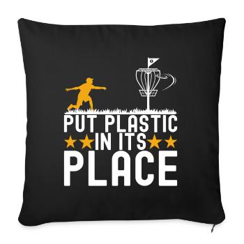 Disc Golf Disc Golfer - Sofakissenbezug 45 x 45 cm - Schwarz - Vorne