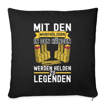 Kubb Wikinger Schach - Sofakissenbezug 45 x 45 cm - Schwarz - Vorne