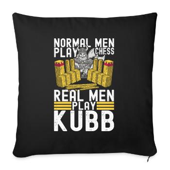 Kubb Wikinger Schach - Sofakissenbezug 45 x 45 cm - Schwarz - Vorne