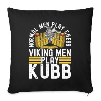 Kubb Wikinger Schach - Sofakissenbezug 45 x 45 cm - Schwarz - Vorne