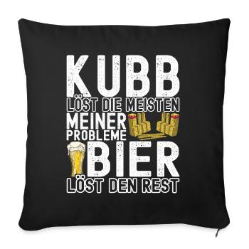 Kubb Wikinger Schach - Sofakissenbezug 45 x 45 cm - Schwarz - Vorne