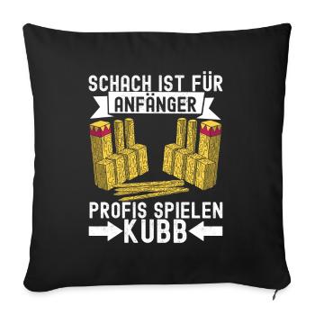 Kubb Wikinger Schach - Sofakissenbezug 45 x 45 cm - Schwarz - Vorne