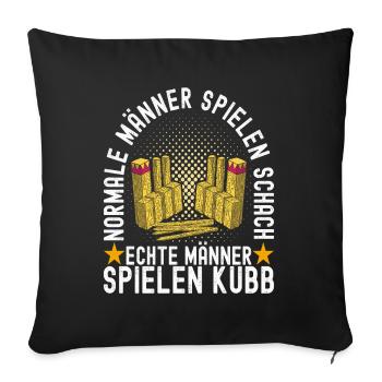 Kubb Wikinger Schach - Sofakissenbezug 45 x 45 cm - Schwarz - Vorne