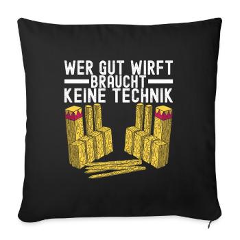 Kubb Wikinger Schach - Sofakissenbezug 45 x 45 cm - Schwarz - Vorne