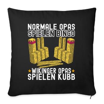 Kubb Wikinger Schach - Sofakissenbezug 45 x 45 cm - Schwarz - Vorne