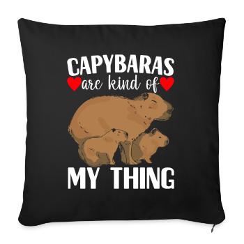 Capybara Wasserschwein - Housse de coussin décorative 45 x 45 cm - noir - Devant