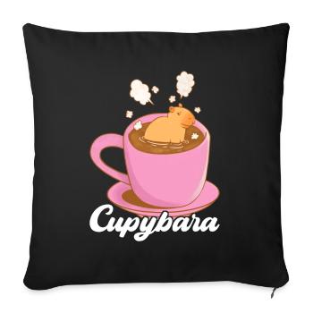 Capybara Wasserschein - Sofakissenbezug 45 x 45 cm - Schwarz - Vorne