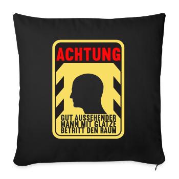 Glatze Glatzkopf - Sofakissenbezug 45 x 45 cm - Schwarz - Vorne