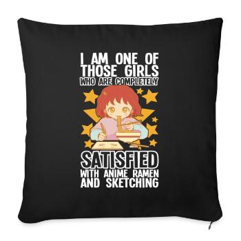 Anime Girl Manga - Housse de coussin décorative 45 x 45 cm - noir - Devant