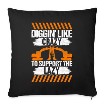 Construction site excavator excavator driver - Sofa pillowcase 17,3'' x 17,3'' (45 x 45 cm) - black - Front