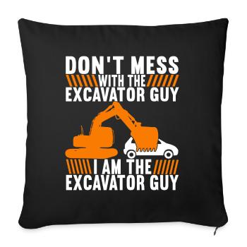 Construction site excavator excavator driver - Sofa pillowcase 17,3'' x 17,3'' (45 x 45 cm) - black - Front