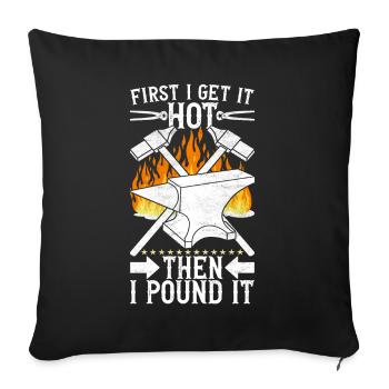 Enclume de forge forgeuse - Housse de coussin décorative 45 x 45 cm - noir - Devant