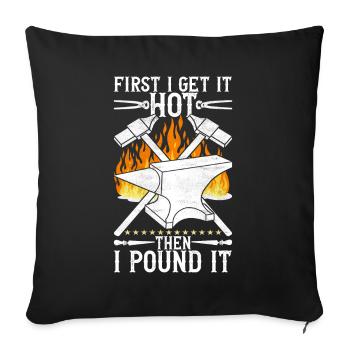 Enclume de forge forgeuse - Housse de coussin décorative 45 x 45 cm - noir - Devant