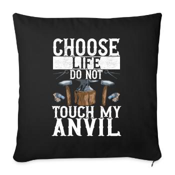 Enclume de forge forgeuse - Housse de coussin décorative 45 x 45 cm - noir - Devant