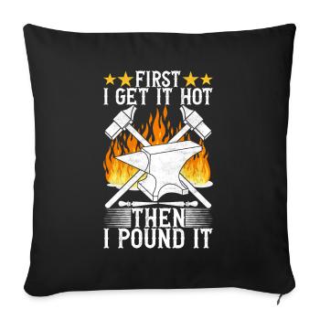 Blacksmith Forging Anvil - Sofa pillowcase 17,3'' x 17,3'' (45 x 45 cm) - black - Front