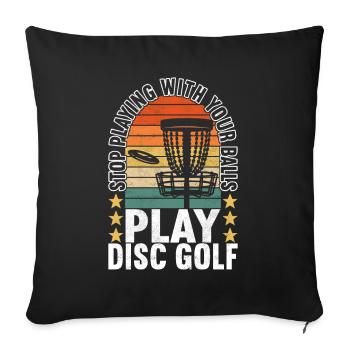 Disc Golf Disc Golfer - Sofa pillowcase 17,3'' x 17,3'' (45 x 45 cm) - black - Front
