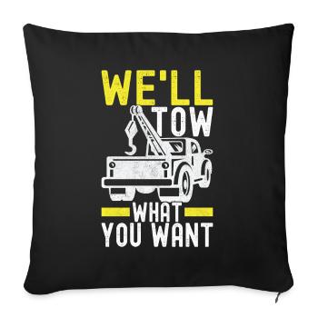 Tow truck towing service - Sofa pillowcase 17,3'' x 17,3'' (45 x 45 cm) - black - Front
